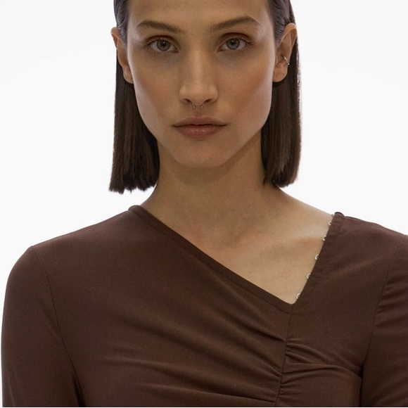 HELMUT LANG ASYMMETRIC LONG SLEEVE DRESS - Picture 4 of 5